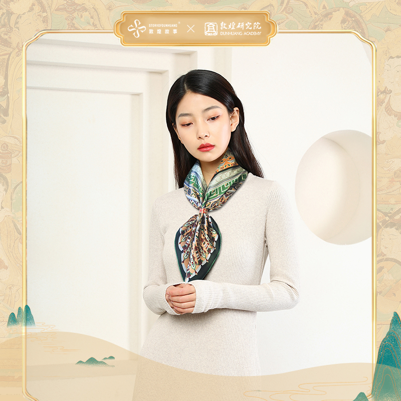 敦煌故事桑蚕丝印花送礼中国风女丝巾