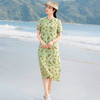 HM-S514高品质苎麻印花改良旗袍裙立领新中式棉麻碎花连衣裙2025夏季新款 商品缩略图0