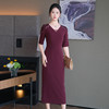 DNO-5CF24353时尚气质通勤2025春夏新款高端流苏V领 收腰正式场合中长款连衣裙 商品缩略图0