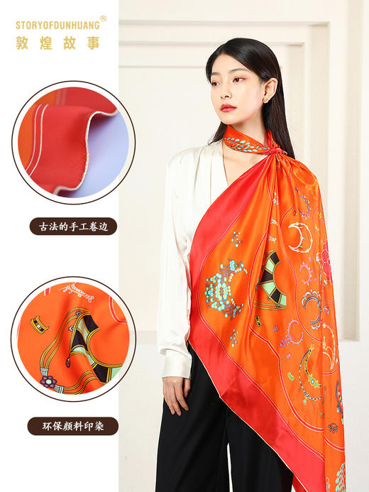 敦煌故事桑蚕丝春秋印花送礼中国风女丝巾 商品图1