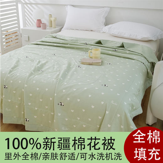 【产地直发】【 新疆棉花夏凉被】100%棉     针刺工艺轻柔机洗 不结团！精美手工包边 不空边！绗缝定位工艺 不跑棉！透气性≈化纤面料的10倍 商品图0