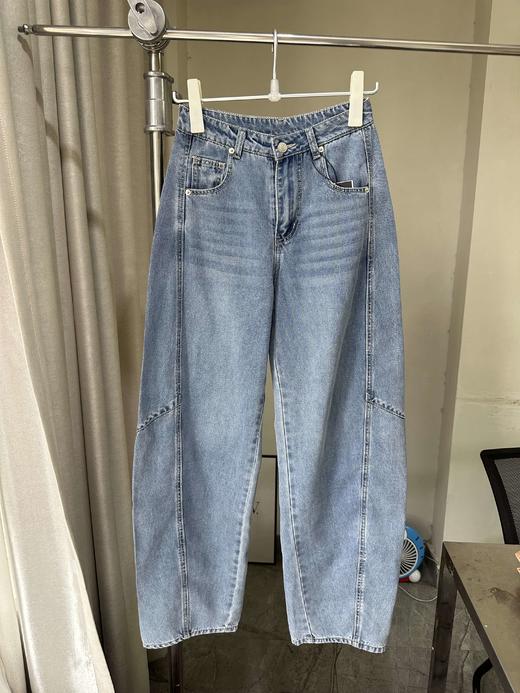 贝壳三 高腰拼接复古女休闲宽松香蕉裤水洗拖地天丝牛仔裤C041320 商品图7