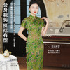 TZRY-新款重磅香云纱真丝桑蚕丝复古油画风旗袍真襟旗袍裙日常优雅旗袍 商品缩略图0