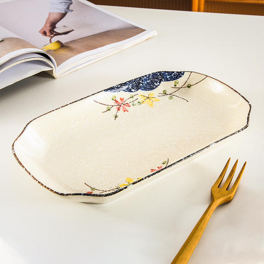 【出口陶瓷鱼盘】中式大号陶瓷鱼盘家用厨房长方形蒸鱼深盘餐厅饭店釉下彩餐具菜盘 商品图1