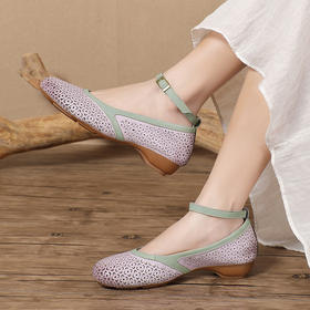 手工复古单鞋，国风镂空低跟女鞋BC-022-19