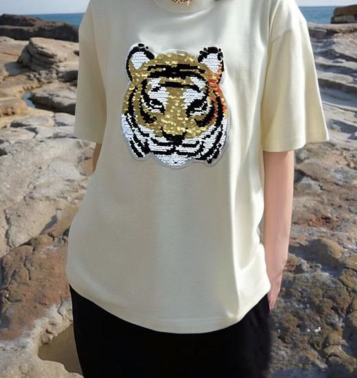 仅限11.11，不参与退~（不支持退）【NOIDARA品牌】100%棉（亮片虎头可变熊猫）T恤2116-喜出 商品图6