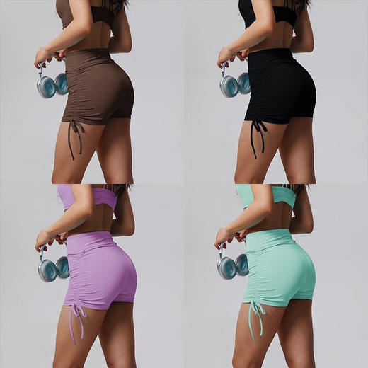 跃牌【周游世界系列】2025春夏新品莱卡强塑形瑜伽短裤抽褶显瘦翘臀运动短裤SH3258 商品图2