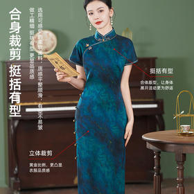 TZRY-新款重磅香云纱真丝桑蚕丝复古旗袍斜襟真襟旗袍裙日常优雅旗袍