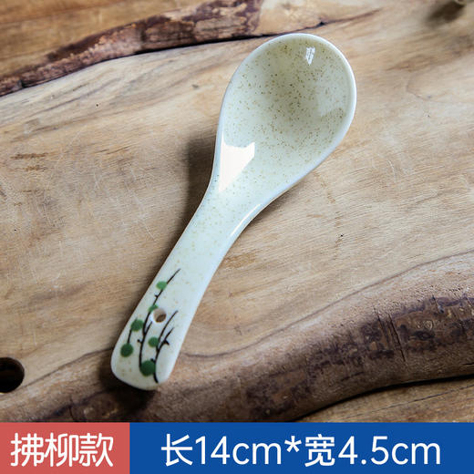 【出口陶瓷勺子】日式陶瓷勺子家用小汤勺高颜值釉下彩喝汤调羹甜品勺餐厅酒店餐具 商品图6