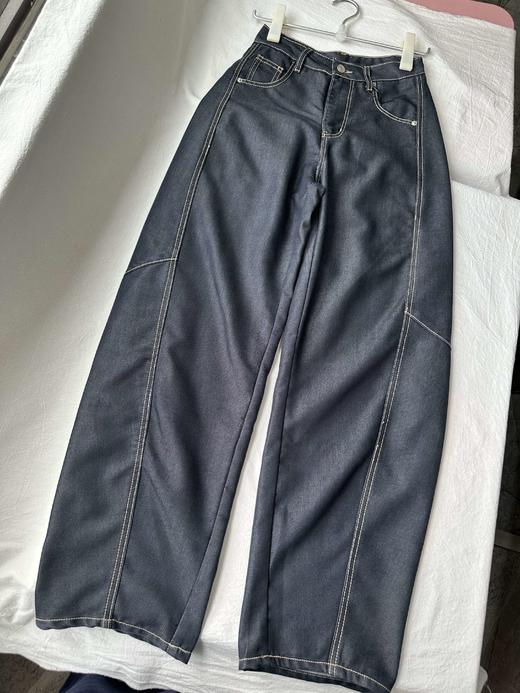 贝壳三 高腰拼接复古女休闲宽松香蕉裤水洗拖地天丝牛仔裤C041320 商品图12