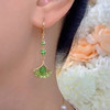JU-DC-1312新款时尚气质绿色耳环小众设计银杏叶耳扣镶钻猫眼石耳坠耳饰 商品缩略图2