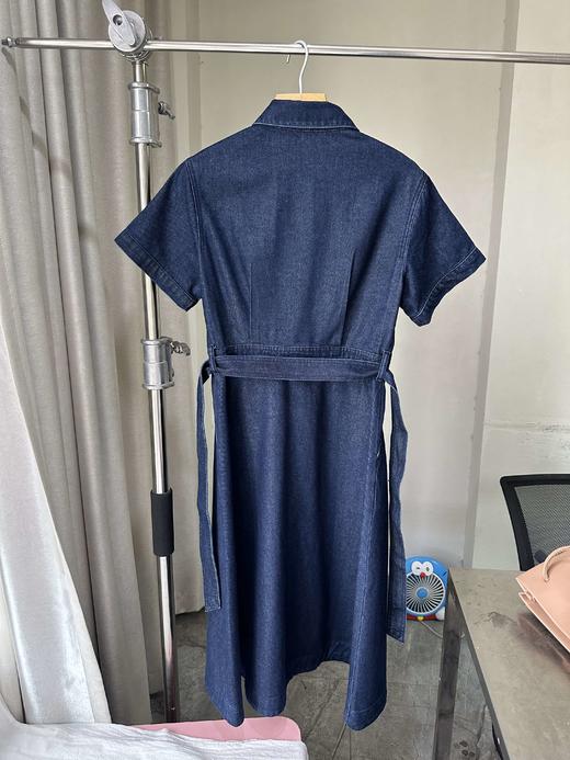 贝壳三 牛仔单排扣翻领收腰连衣裙气质通勤短袖A字裙C041319 商品图1