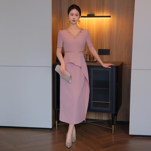 DNO-5CF24151高端品牌气质名媛2025夏季新款钉珠长款连衣裙 商品图2