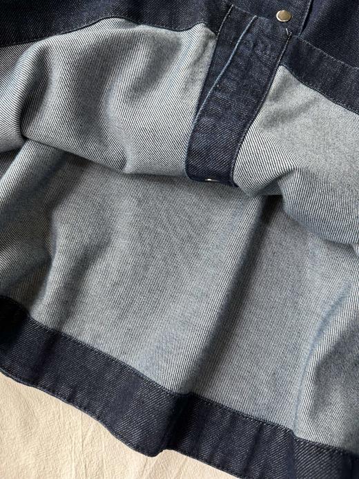 贝壳三 牛仔单排扣翻领收腰连衣裙气质通勤短袖A字裙C041319 商品图13