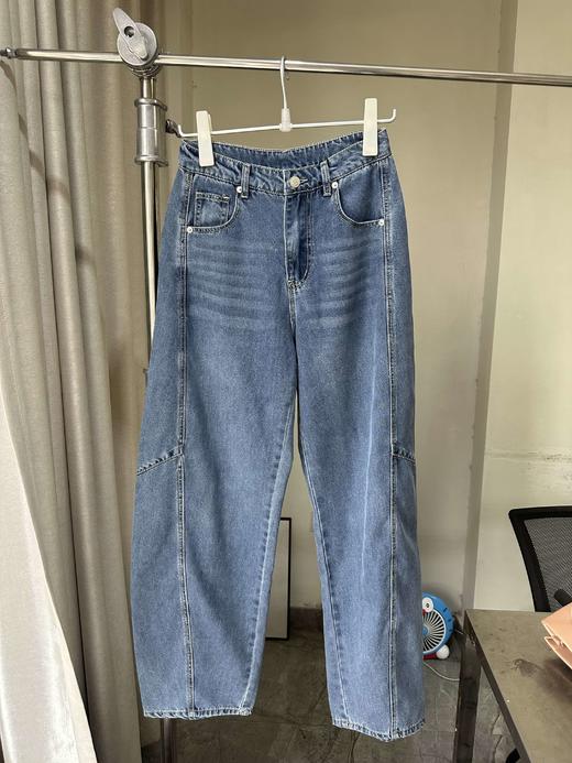 贝壳三 高腰拼接复古女休闲宽松香蕉裤水洗拖地天丝牛仔裤C041320 商品图3