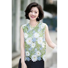 西子/花仙子桑蚕丝立体花卉镂空刺绣背心/DDBH1138