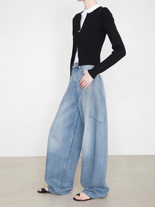 贝壳三 高腰拼接复古女休闲宽松香蕉裤水洗拖地天丝牛仔裤C041320 商品图6