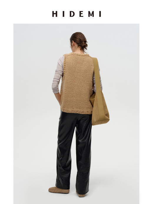 HIDEMI 超显瘦中腰款可再生蛋白皮环保皮阔腿裤皮裙 商品图5