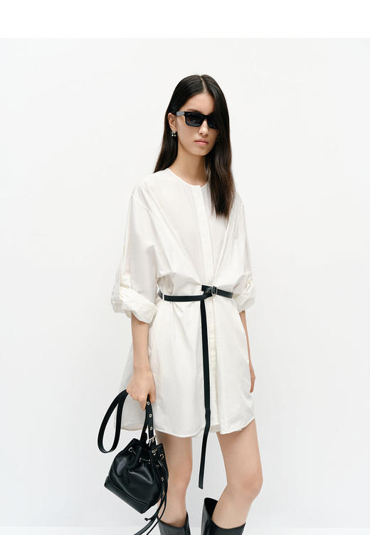 【高品质私服】【MC简白棉卷袖廓形腰带衬衫连衣裙】兼顾日常实穿性与品质感G1289-CC【无标出货 介意慎拍】 商品图10