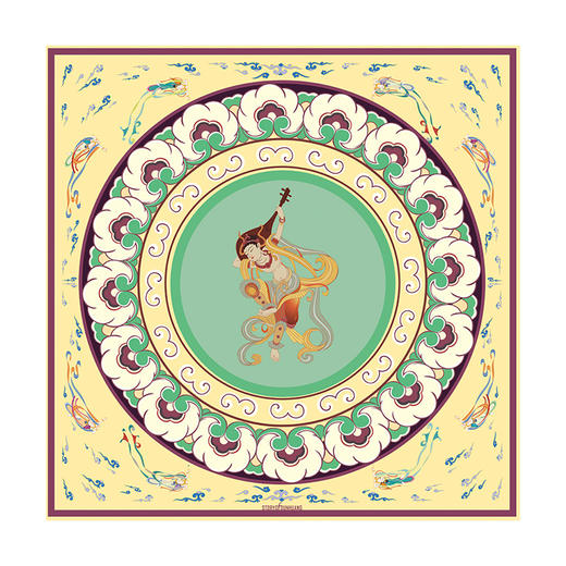 敦煌故事桑蚕丝春秋印花送礼中国风女丝巾 商品图4