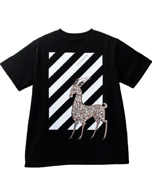 敦煌故事高官后鹿短袖t恤宽松版新棉时尚百搭夏青年 商品图3