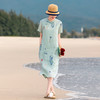 HM-S519草本植物苎麻刺绣中国风盘扣立领改良旗袍裙文艺风连衣裙夏季新款 商品缩略图2