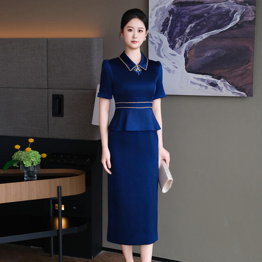 DNO-5CF24311新款2025春夏季都市风气质优雅女装钉钻法国缎连衣裙 商品图2