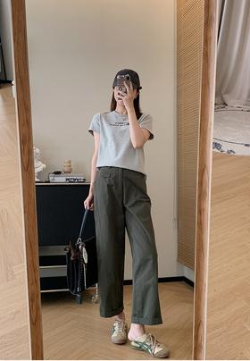 美食复古解构线密斜纹立体分割工装裤宽松微镰刀裤