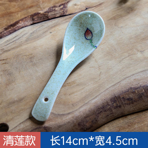 【出口陶瓷勺子】日式陶瓷勺子家用小汤勺高颜值釉下彩喝汤调羹甜品勺餐厅酒店餐具 商品图8