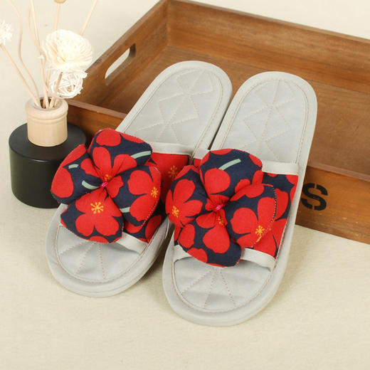 布艺拖鞋四叶草女款暗红（M35-36) 商品图0