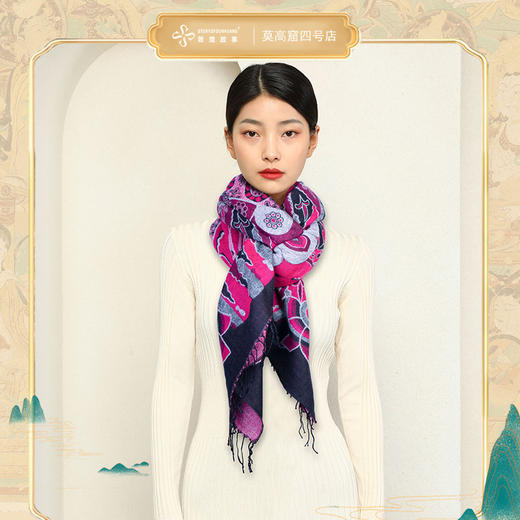 敦煌故事披肩女秋冬新款2024围巾保暖复古防寒仿羊绒针织百搭加厚 商品图0