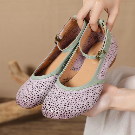 手工复古单鞋，国风镂空低跟女鞋BC-022-19 商品图1