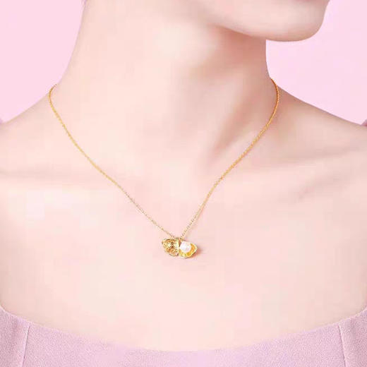 JU-XL-001跨境新款珍珠贝壳轻奢气质满钻项链女式百搭锁骨链高级感吊坠 商品图2