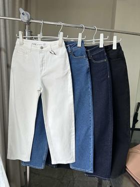 贝壳三 时尚百搭款高腰弹力锥形牛仔裤宽松阔腿遮肉休闲裤C041322