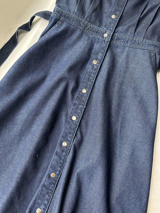贝壳三 牛仔单排扣翻领收腰连衣裙气质通勤短袖A字裙C041319 商品图10