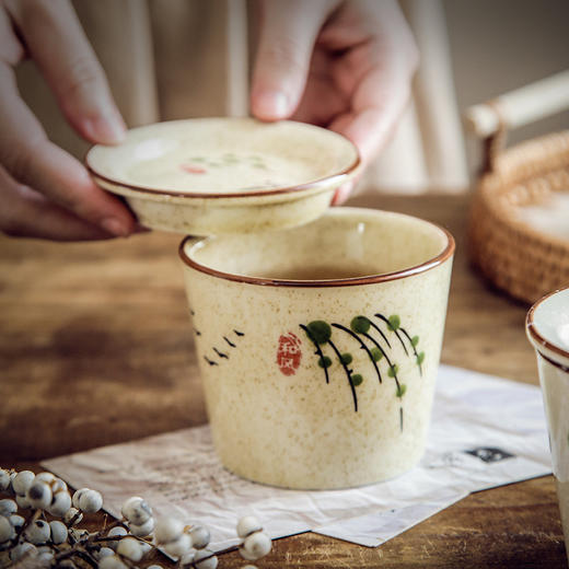【出口陶瓷茶杯】日式陶瓷茶杯围炉煮茶功夫茶具套装带盖品茗杯办公室泡茶茶盏单杯 商品图3
