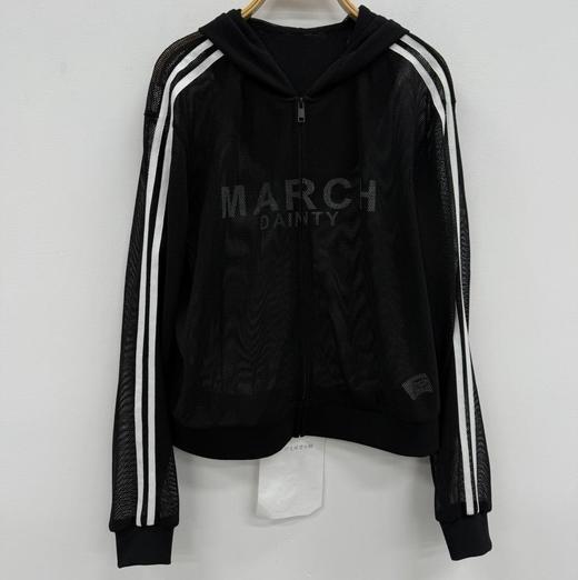 N连帽拼织带拉链长袖外套（黑）夏季 152040040321 商品图1