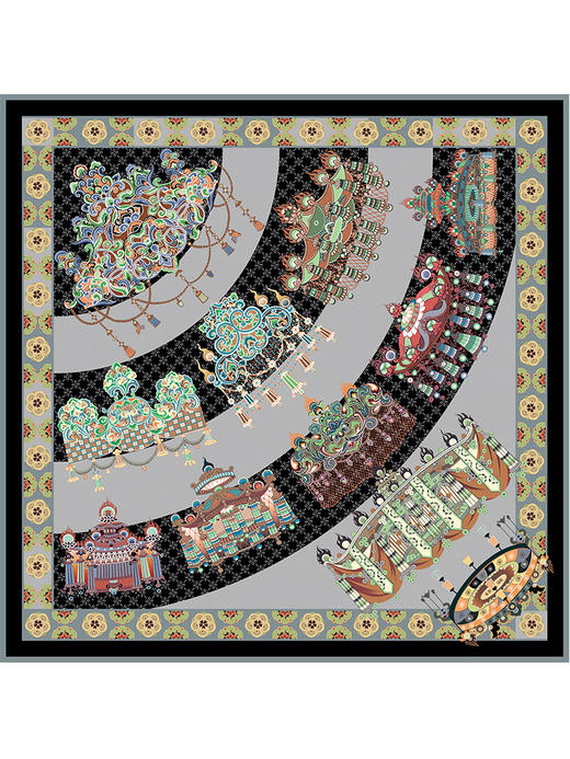 敦煌故事桑蚕丝春秋印花送礼中国风女丝巾 商品图3