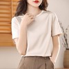  买一送一夏季新款 缎面醋酸短袖T恤女夏季桑蚕丝纯色宽松圆领半袖简约丝滑 商品缩略图1