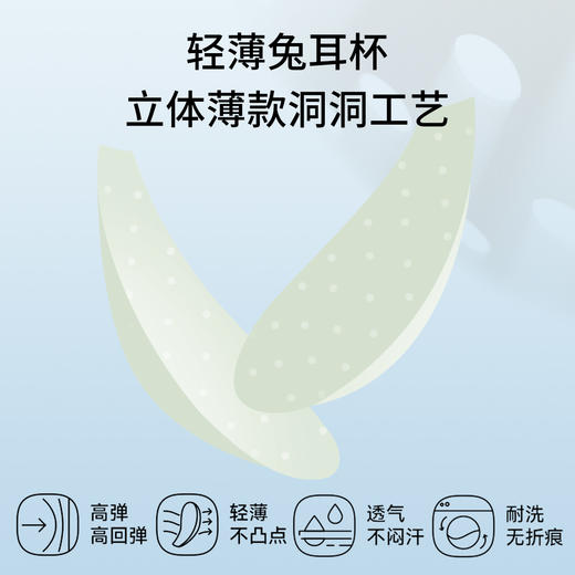 【298选3】D1-【B-D杯】【超薄透气兔耳洞洞杯】清凉无痕大胸显小内衣女春夏薄款女士文胸   清逸如烟 商品图2