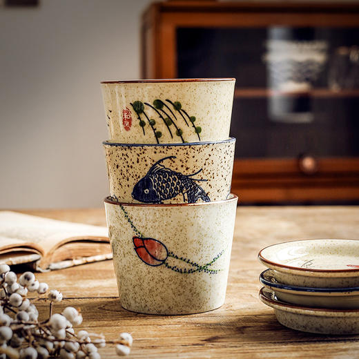 【出口陶瓷茶杯】日式陶瓷茶杯围炉煮茶功夫茶具套装带盖品茗杯办公室泡茶茶盏单杯 商品图1