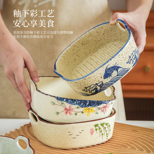 【出口陶瓷双耳碗】陶瓷双耳沙拉碗家用餐具烘焙焗饭汤碗新中式小吃水果盘烤盘意面碗 商品图3