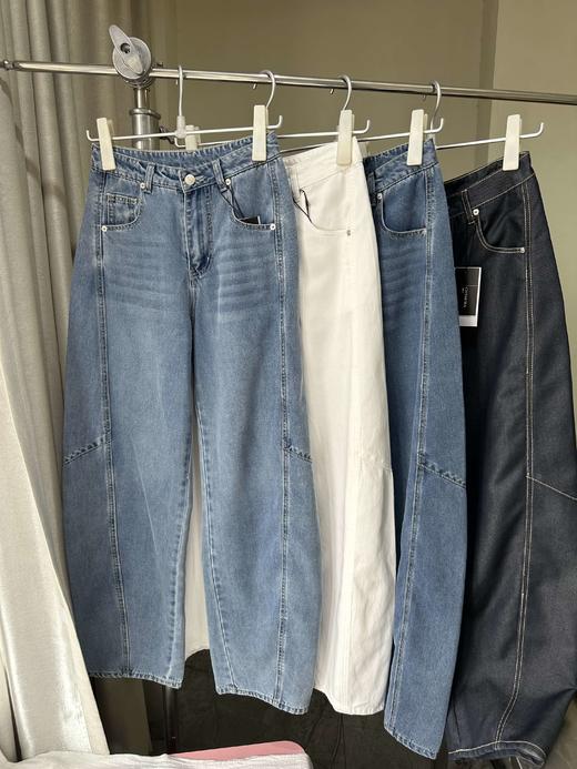 贝壳三 高腰拼接复古女休闲宽松香蕉裤水洗拖地天丝牛仔裤C041320 商品图1