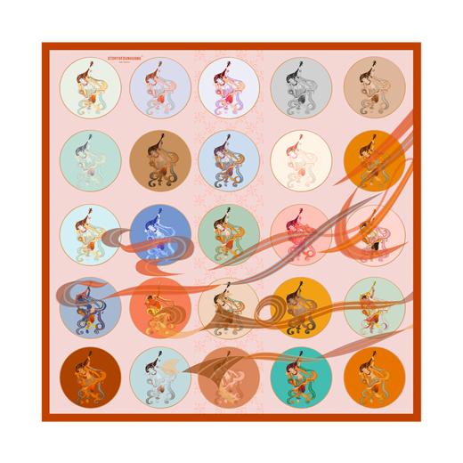 敦煌故事桑蚕丝印花送礼中国风女丝巾 商品图1