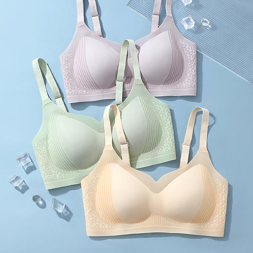 A1-【A-B杯】【冰丝凉感透气洞洞杯】裸感无痕聚拢内衣女夏季薄款无钢圈文胸   雾纱清梦【小胸-光面】 商品图7