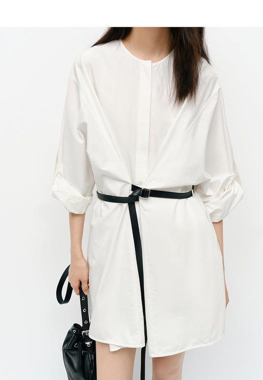 【高品质私服】【MC简白棉卷袖廓形腰带衬衫连衣裙】兼顾日常实穿性与品质感G1289-CC【无标出货 介意慎拍】 商品图11