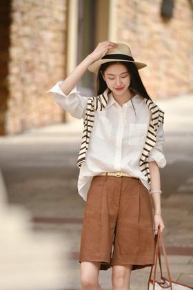 【高品质私服】【IC亚麻混纺弹力斜纹短裤】复古轻舒 柔软适弹 柔亮挺括G1298-CC【无标出货 介意慎拍】