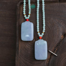 DS925翡翠项链-无事牌圆珠项链约50*31mm