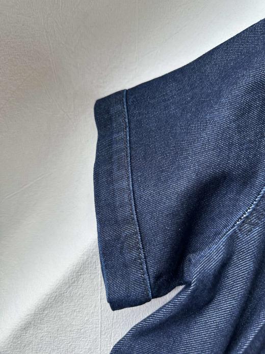 贝壳三 牛仔单排扣翻领收腰连衣裙气质通勤短袖A字裙C041319 商品图6