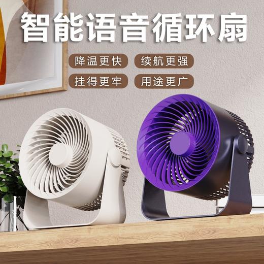 新款语音控制循环风扇家居卫室厨房卧室挂壁语音小程序循环风扇 商品图0